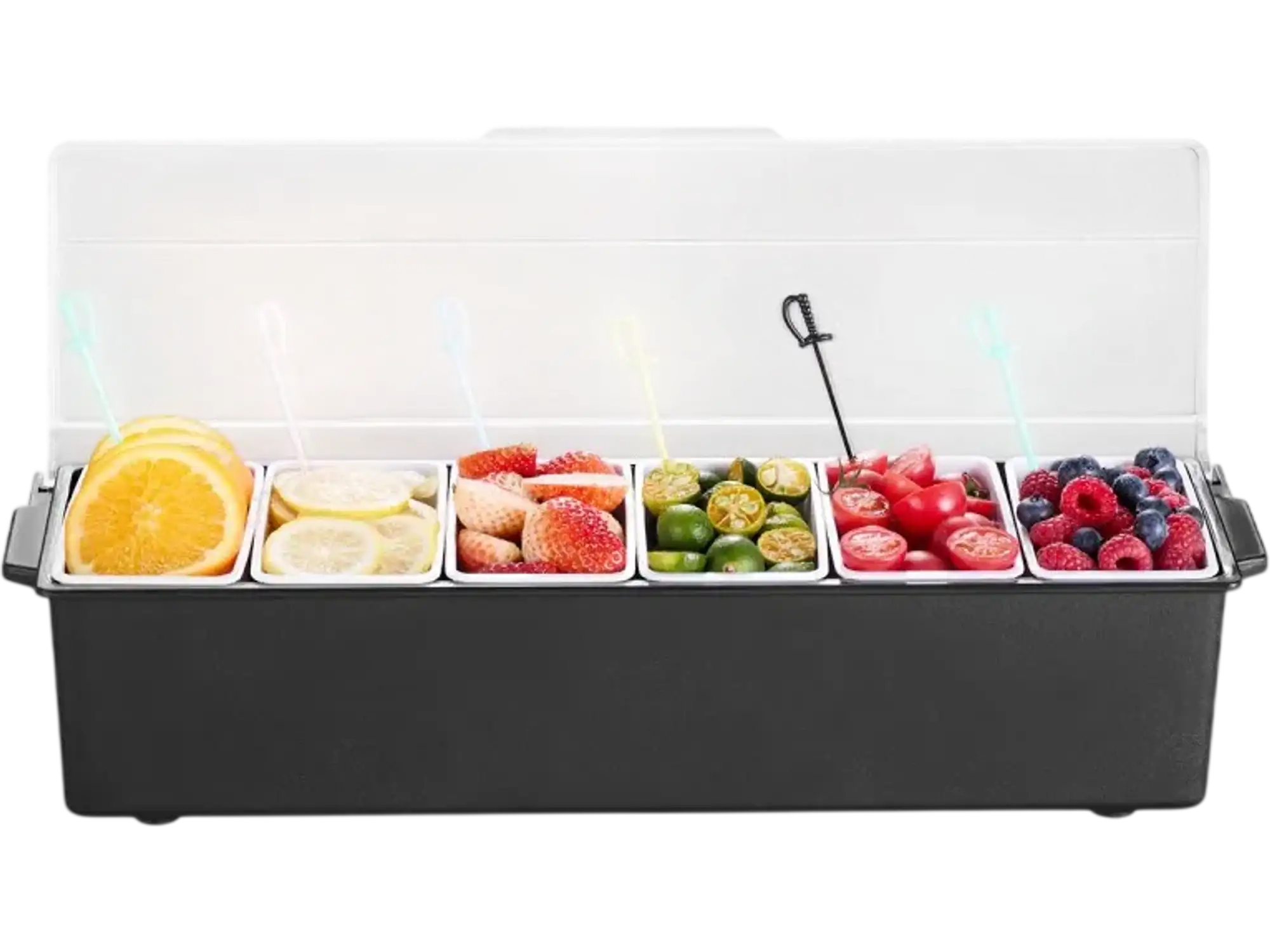 Vevor Condiment Server Ice Cooled 6-Compartment Chilled Caddy with Lid New