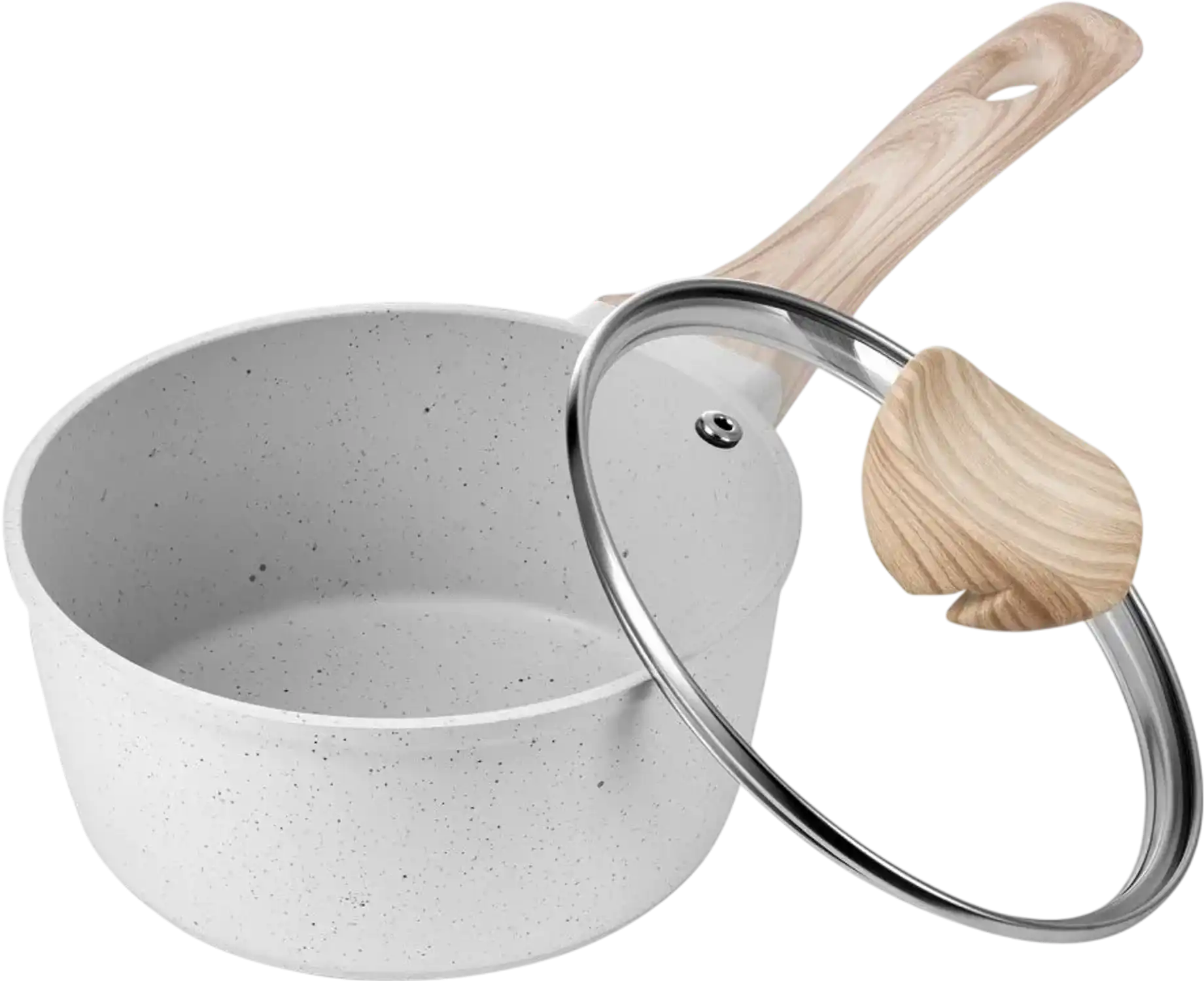 Vevor Saucepan 1.5 qt Nonstick Multipurpose Cooking Pot with Glass Lid White New