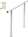 VEVOR Outdoor Stair Railing Kit, 3 FT Handrails 2-3 Steps, Adjustable Angle White Aluminum Stair Hand Rail for The Elderly, Handrails for Outdoor Steps