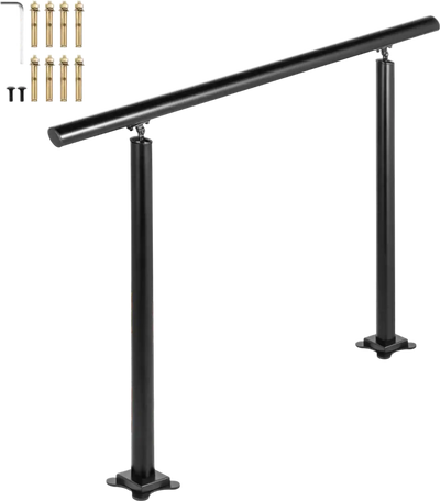 Vevor Handrail Outdoor Stair Railing Kit for 1-3 Steps 3' Adjustable Black Aluminum New