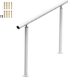 VEVOR Outdoor Stair Railing Kit, 4 FT Handrails 1-4 Steps, Adjustable Angle White Aluminum Stair Hand Rail for The Elderly, Handrails for Outdoor Steps
