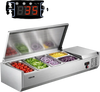 VEVOR Refrigerated Countertop Prep Unit Condiment Prep Station 26.4QT ETL, for Commercial Restaurant Salad Bar, 160W, with 3 x 1/3 & 2 x 1/4 Pans, Auto Defrost, Temp Control, Stainless Steel Cover
