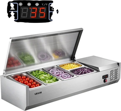 Vevor Refrigerated Countertop Prep Unit 26.4QT Commercial Condiment Prep Station New