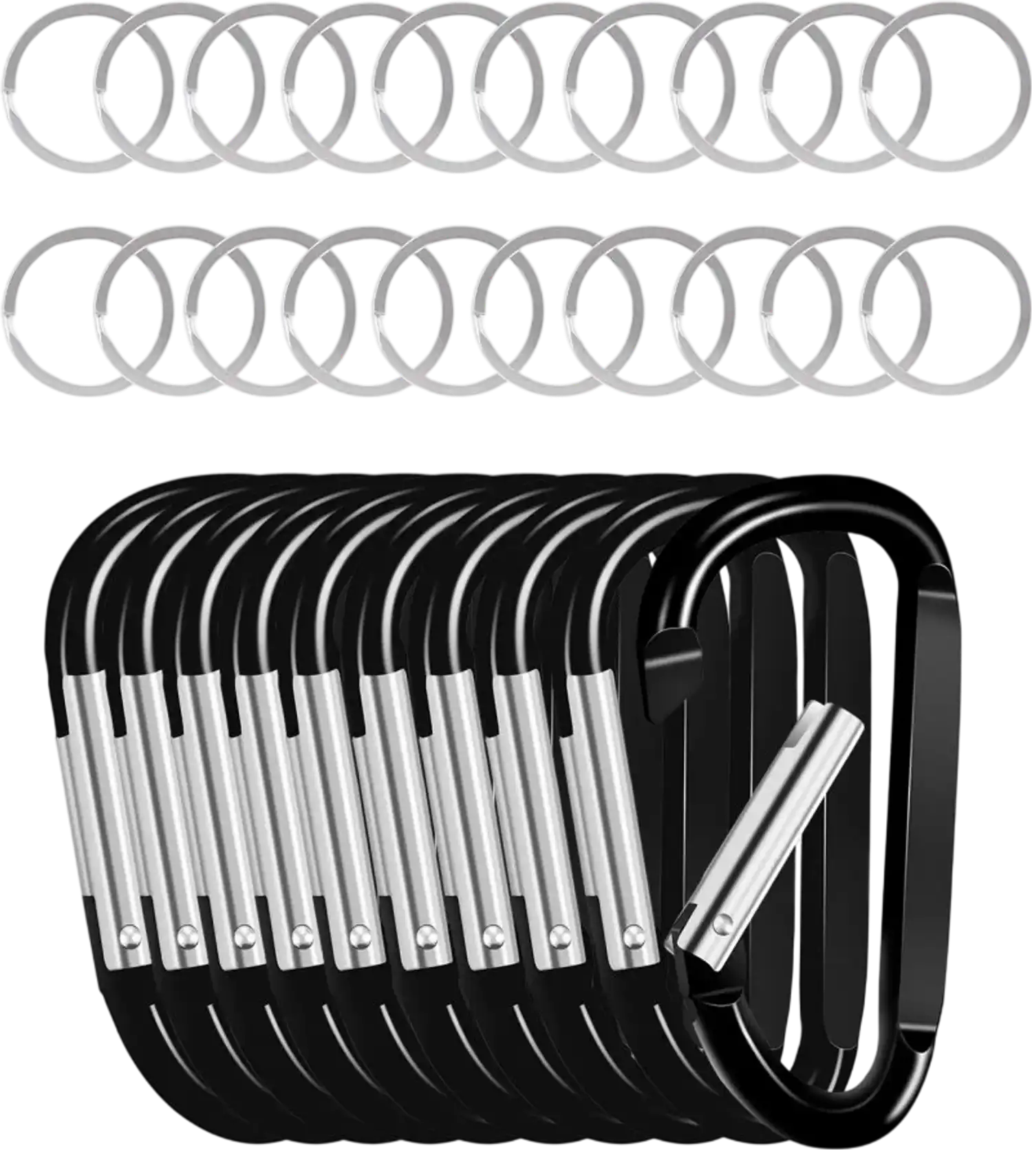 Vevor Carabiner 10-Piece Black Aluminum Alloy D-Shaped Keychain Clip Set New