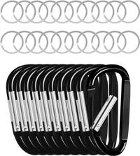 VEVOR 10 PCS Black Carabiner, Caribeaner Clip, Spring Snap Hook for Keychain Clip, 3.07