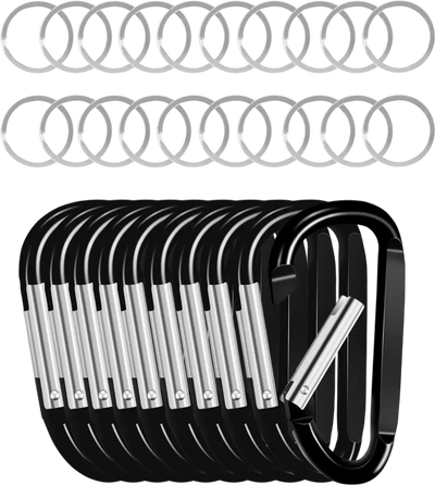 VEVOR 10 PCS Black Carabiner, Caribeaner Clip, Spring Snap Hook for Keychain Clip, 3.07