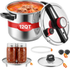 VEVOR Pressure Cooker, 12Qt Pressure Cooker Stainless Steel, Pressures Canner with Steaming Rack, Tempered Glass Lid, Three Pressures Settings for Meat, Beans, Rice, Soup, Sauces, Cook up to 100 kPa