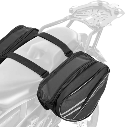 VEVOR Motorcycle Saddlebag, 30 L (15 L x 2) Large Capacity Side Saddle Bag with Waterproof Rain Cover and Straps, Compatible with Most Motorcycles, Outdoor Sports Motorbike Luggage Storage Bag, Black