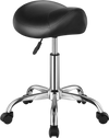 VEVOR Saddle Stool with Wheels, 450 LBS Weight Capacity Ergonomic Rolling Stool, Height Adjustable Thickened PU Leather Swivel Saddle Chair for Salon, Spa, Massage, Tattoo, Clinic, Black