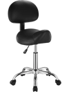 VEVOR Saddle Stool with Back Support and Wheels, 450 LBS Weight Capacity Ergonomic Rolling Stool, Height Adjustable Thickened PU Leather Swivel Saddle Chair for Salon, Spa, Massage, Tattoo, Black