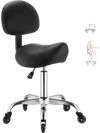 VEVOR Saddle Stool with Back Support, 500 lbs Weight Capacity, Height Adjustable, Quiet Casters, Ergonomic PU Leather Seat, 360° Swivel Saddle Stool Rolling Chair for Salon, Spa, Bar, Medical, Black