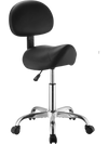 VEVOR Saddle Stool with Back Support, 500 lbs Weight Capacity, Height Adjustable, Ergonomic PU Leather Seat, 360° Swivel Saddle Stool Rolling Chair with Wheels for Salon, Spa, Bar, Medical, Black