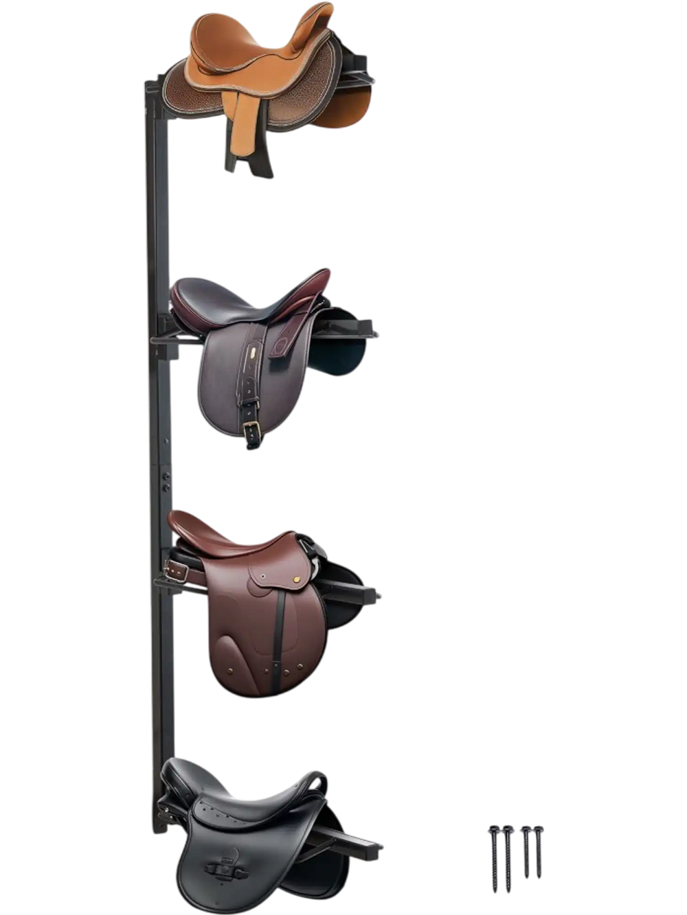 VEVOR Wall Mount Saddle Rack, 24 x 7 x 52 in, Four Tiers Horse Saddle Storage Rack, Heavy Duty  Equestrian Western and English Saddle Stand, Horse Blanket Holder for Tack Room Organization