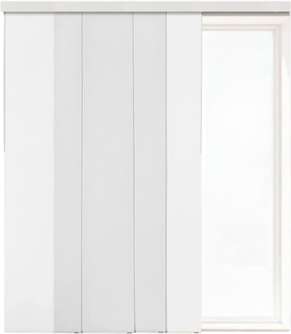 VEVOR Panel Track Blinds, Extendable Track from 45.8 in to 86 in W, Trimmable Panel Curtains Up to 96 in H, Adjustable Vertical Panel Blinds for Sliding Doors, Patio Doors, Room Divider, Window, White