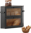 VEVOR Corner Bread Box for Kitchen Counter Bamboo Wood Container Black, for Homemade Bread, Under Cabinet, and Pantry, Double Layer Farmhouse Breadbox Bin, with Acrylic Door Panel and Air Vents