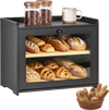 VEVOR Bread Box for Kitchen Counter Bamboo Wood Storage Container Black, for Homemade Bread, Under Cabinet, and Pantry, Double Layer Farmhouse Breadbox Bin, with Acrylic Door Panel and Air Vents