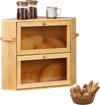 VEVOR Corner Bread Box for Kitchen Counter Bamboo Wood Container Natural, for Homemade Bread, Under Cabinet, and Pantry, Double Layer Farmhouse Breadbox Bin, with Acrylic Door Panel and Air Vents
