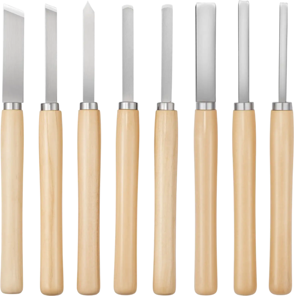 VEVOR Wood Lathe Turning Tool Set, 8PCS, Lathe Chisel Set with Carbon Steel Blade, 2 Skew, 1 Spear Point, 1 Parting, 1 Round Nose, 3 Gouge Tools, 1 Oxford Bag, for Beginners, Hobbyists, Professionals