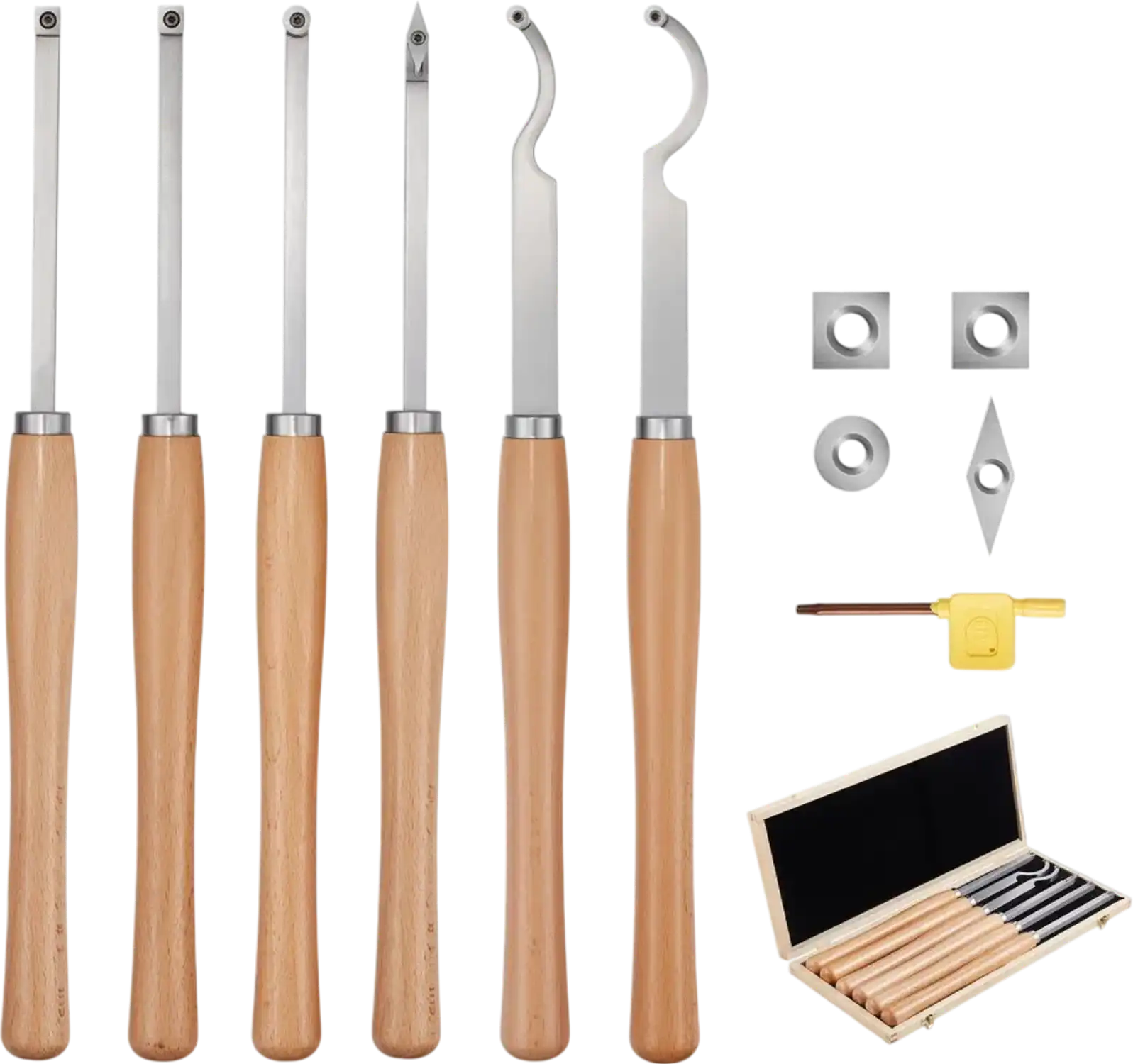 Vevor Wood Lathe Turning Tool Set 6-Piece Carbide Chisel Kit with Wooden Box New