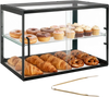 VEVOR Bakery Display Case, 2-Tier Commercial Countertop Pastry Display Case, Clear Acrylic Bread Box for Kitchen, Party Cake Cabinet with Sliding Door for Cookie Dessert Donut, 21.7" x 15.2" x 15.4"