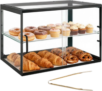 VEVOR Bakery Display Case, 2-Tier Commercial Countertop Pastry Display Case, Clear Acrylic Bread Box for Kitchen, Party Cake Cabinet with Sliding Door for Cookie Dessert Donut, 21.7