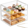 VEVOR Bakery Display Case, 3-Tier Commercial Countertop Pastry Display Case, Clear Acrylic Bread Box for Kitchen, Party Cake Cabinet with Flip-Up Door for Cookie Dessert Donut, 13" x 10.2" x 10.2"