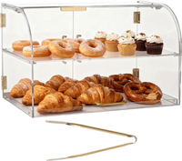 VEVOR Bakery Display Case, 2-Tier Commercial Countertop Pastry Display Case, Clear Acrylic Bread Box for Kitchen, Party Cake Cabinet with Magnetic Rear Door for Cookie Dessert Donut, 22