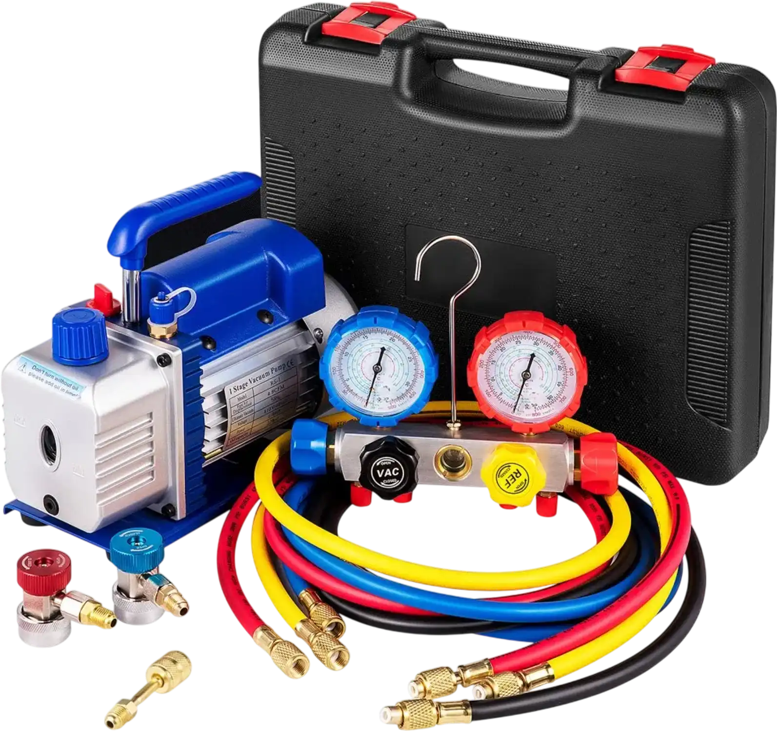 Vevor Vacuum Pump HVAC A/C Manifold Gauge Set 4.8 CFM Single Stage New