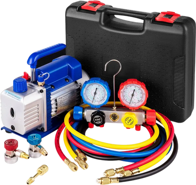 Vevor Vacuum Pump HVAC A/C Manifold Gauge Set 4.8 CFM Single Stage New