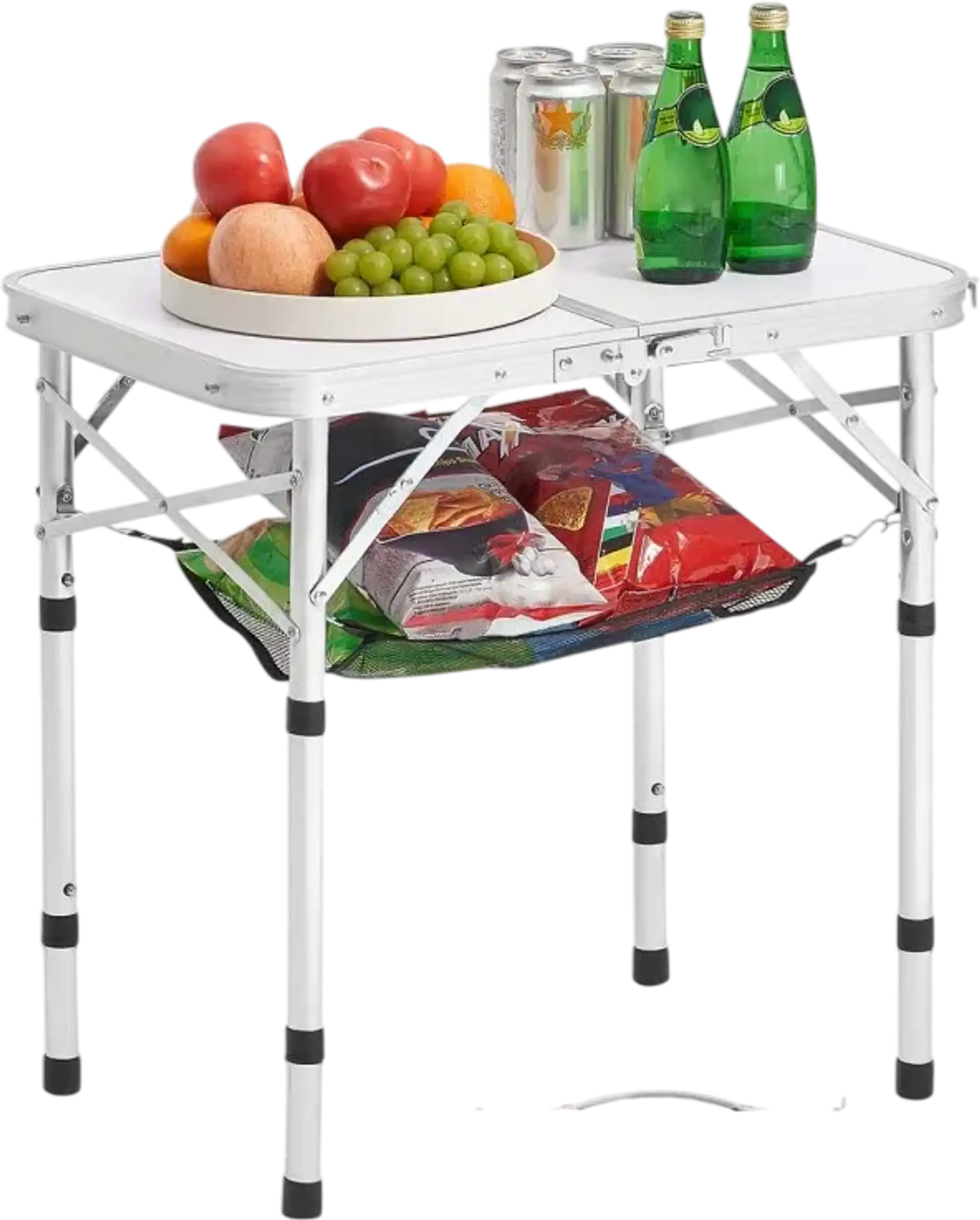 Vevor Camping Table Folding Portable Adjustable Height Aluminum MDF Outdoor Side Table 24x16