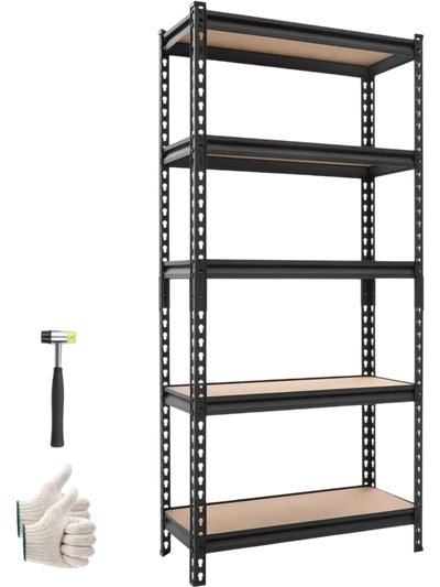 VEVOR Storage Shelves, 5-Tier Adjustable, 2000 lbs Capacity, Heavy Duty Garage Storage Shelving Unit, Metal Utility Rack Shelf, for Kitchen Pantry Basement Bathroom, 28.35
