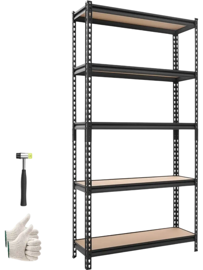 VEVOR Storage Shelves, 5-Tier Adjustable, 3000 lbs Capacity, Heavy Duty Garage Storage Shelving Unit, Metal Utility Rack Shelf, for Kitchen Pantry Basement Bathroom, 36.34