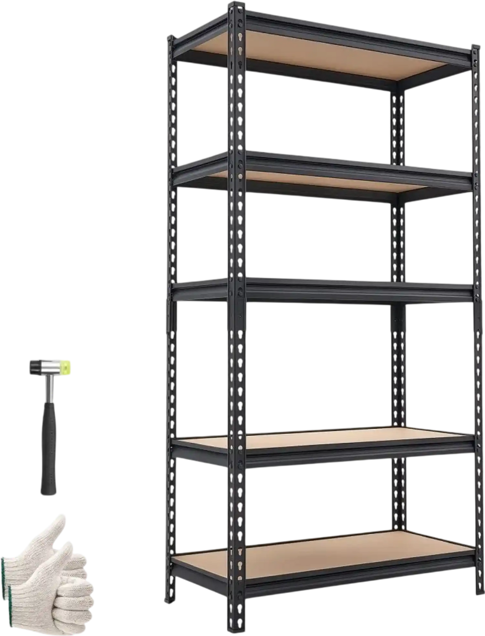 VEVOR Storage Shelves, 5-Tier Adjustable, 2000 lbs Capacity, Heavy Duty Garage Storage Shelving Unit, Metal Utility Rack Shelf, for Kitchen Pantry Basement Bathroom, 32.36" W x 16.34" D x 62.76" H