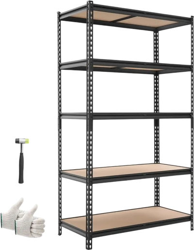 VEVOR Storage Shelves, 5-Tier Adjustable, 2500 lbs Capacity, Heavy Duty Garage Storage Shelving Unit, Metal Utility Rack Shelf, for Garage Warehouse Basement Kitchen, 40.35