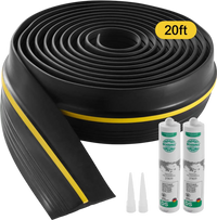 VEVOR Garage Door Threshold Seal Strip, 20 FT Universal Garage Door Floor Seal Strip with Adhesive, Garage Door Bottom Weatherproof Strip, Upgraded Thick PVC DIY Weather Stripping Replacement, Black