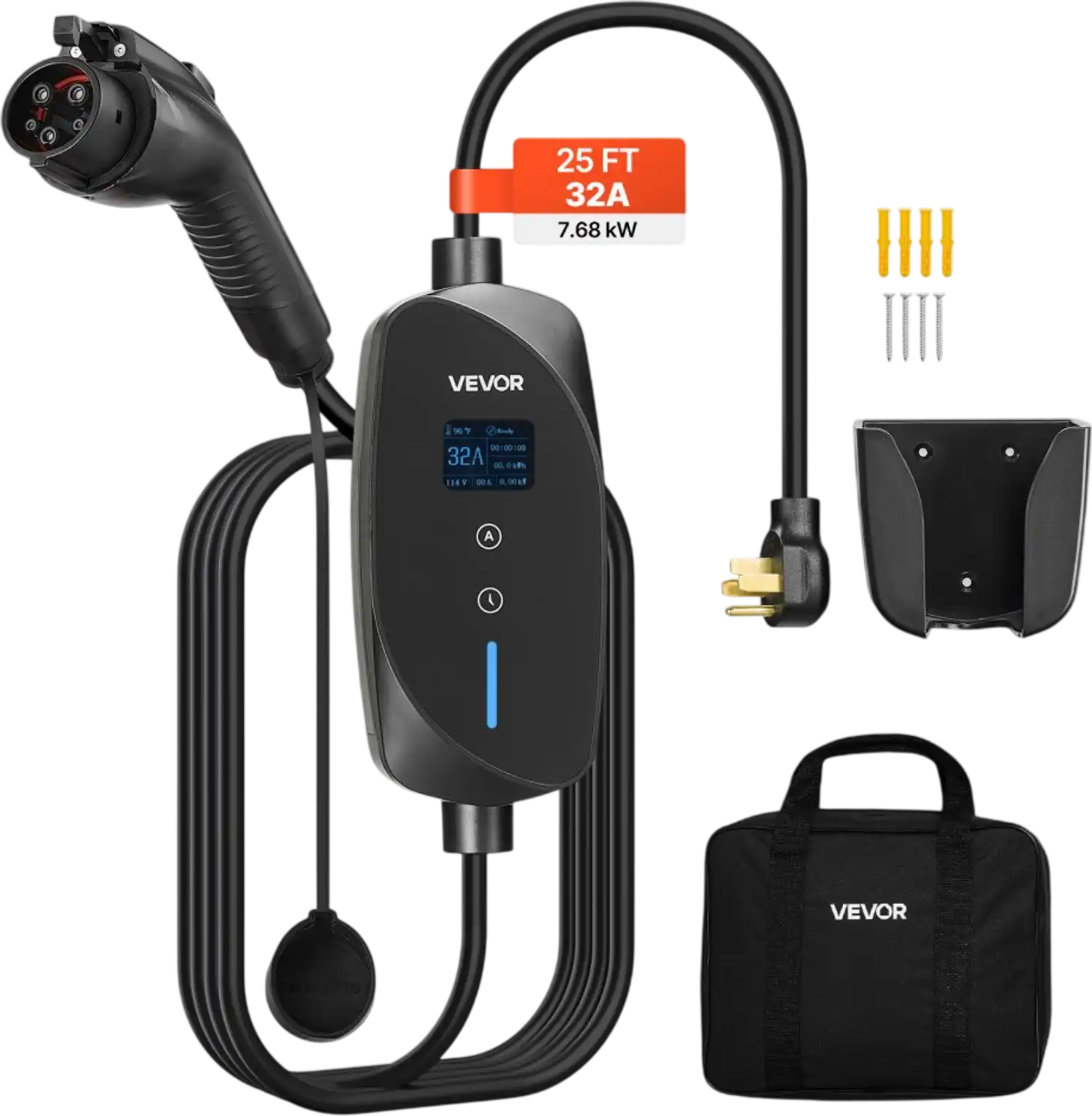 Vevor EV Charger Level 2 Portable 32A 240V 25' J1772 New