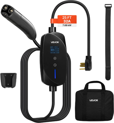 Vevor Level 2 EV Charger 32A Adjustable Current LCD Display with NACS Tesla Connector 240V New