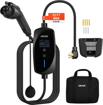 Vevor Level 2 EV Charger 40A Adjustable Current LCD Display with SAE J1772 Connector 240V New