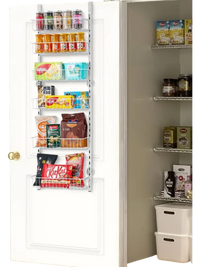 VEVOR Over the Door Pantry Organizer, 6-Tier Pantry Organization and Storage, Heavy-Duty Steel Hanging Spice Rack, Adjustable Wall Seasoning Shelves, for Home Kitchen Laundry Room Bathroom, White