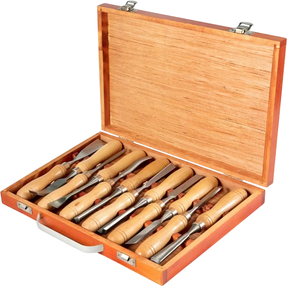 VEVOR 12-Piece Wood Lathe Chisel Set, 3.75" Blade, Woodworking & Carving Tools with Wooden Case for Furniture & Root Crafting