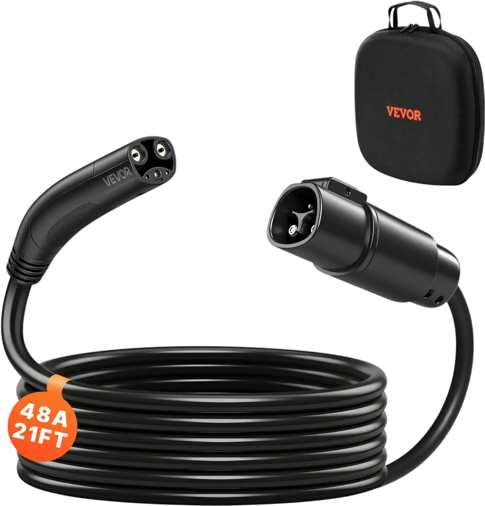 VEVOR EV Charger Extension Cable for Tesla, 48Amp 21 ft Max 240V 11.52 kW with NACS Plug, EV Extension Cord for Level 1/2 Tesla Mobile/Wall Connector/Destination Charger, Model Y/X/3/S, Carrying Bag