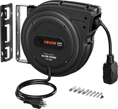 Vevor Extension Cord Reel 40' Retractable Heavy Duty Power Cord New