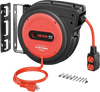 VEVOR 40FT Retractable Extension Cord Reel, Damped Slow Retraction System, 10AWG/3C Heavy Duty Power Cord 2500W, 4 Outlets, 20A Circuit Breaker, Ceiling/Wall Mount for Garage/Shop, ETL Listed, Red