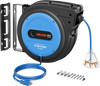 VEVOR 65FT Retractable Extension Cord Reel, Damped Slow Retraction System, 12AWG/3C Heavy Duty Power Cord, Lighted Triple Tap, 15A Circuit Breaker, Ceiling/Wall Mount for Garage/Shop, ETL Listed, Blue