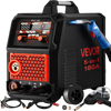 VEVOR 180Amps MIG Welder 5-in-1 AL MIG/Gas MIG/Flux Core MIG/Stick/Lift TIG, Multi-Function 110V/220V Aluminum Mig Welder with Synergic Control, 2T/4T/Spot Mode, Digital Display - Spool Gun Included