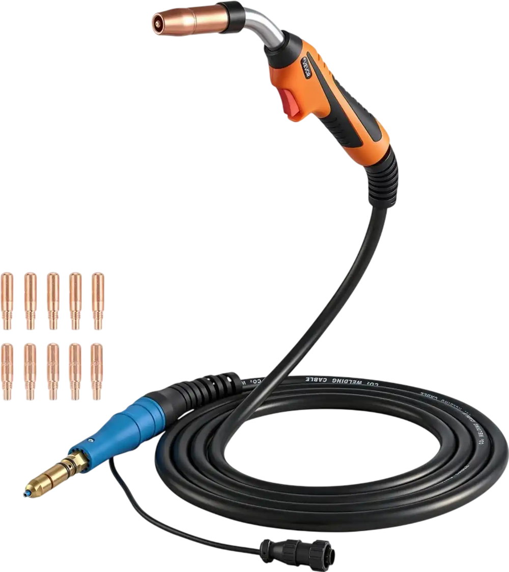 VEVOR 250A MIG Welding Gun with 15FT Cable, Replacement for Miller MDX-250 - with 11PCS Mig Welding Contact Tips