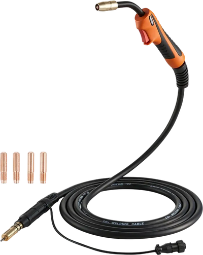 Vevor MIG Welding Gun 150A 15' Copper Cable Replacement for Miller M-15/M-150 with 5 Contact Tips New