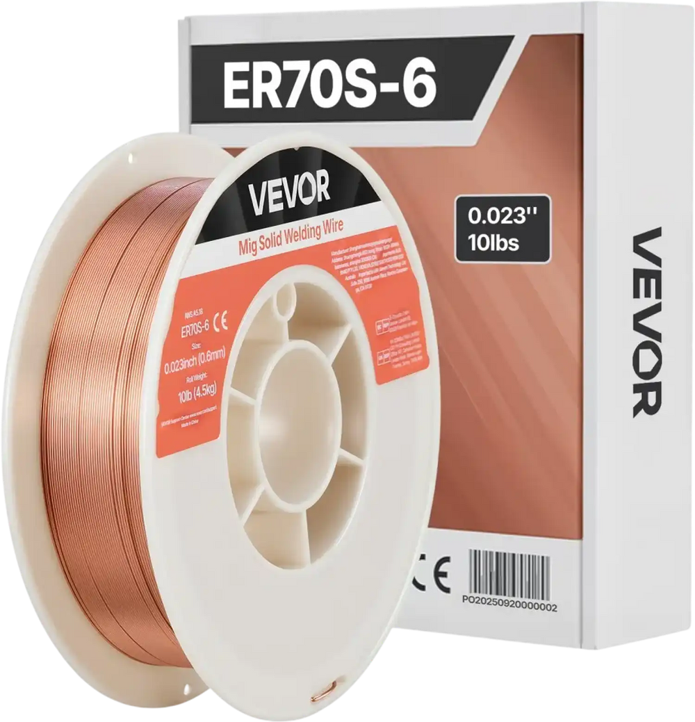 VEVOR Solid MIG Welding Wire, ER70S-6 0.023-inch 10 LBS, Low Spatter Mild Steel Welding Wire with High Deoxidizers for All-Position Gas Shielded Welding