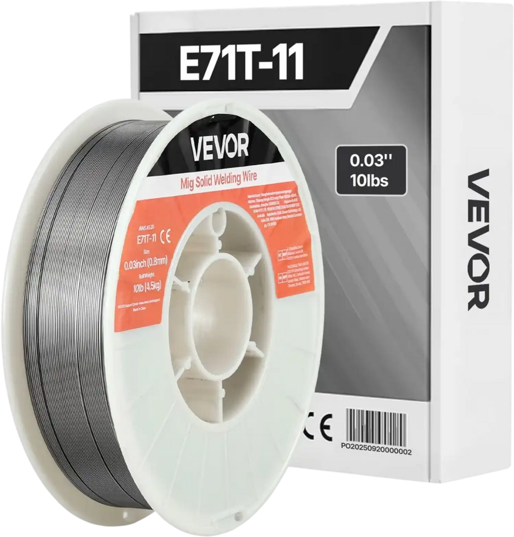 VEVOR Flux Core MIG Welding Wire, E71T-11 0.03-inch 10 LBS, Gasless Mild Steel Welding Wire with Low Spatter for All Position Arc Welding, Self-Shielded for Outdoor Use