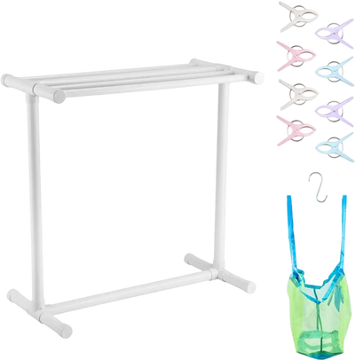 Vevor Towel Rack 5-Bar Outdoor Pool T-Shape White Freestanding Patio New